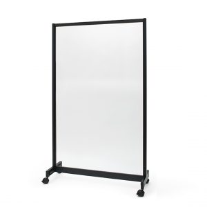 A Floor Standing Glass Partition Sneeze Screen