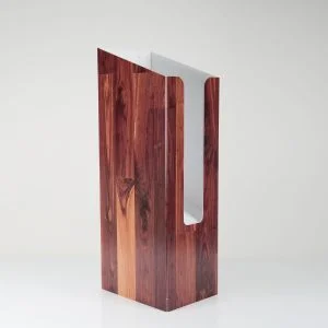 A wooden effect foamex brochure display dump bin.