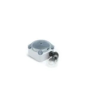 A grey Alarmed Retail Security Retractor (Adjustable Loop with status LED).