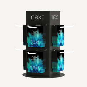 A branded gift card spinner with "next" branding.