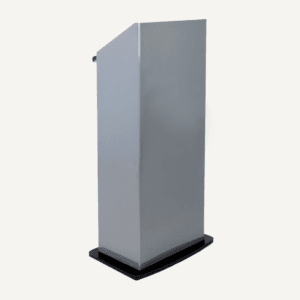 Grey Foamex presentation lectern with MDF black base.