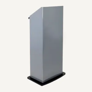 Grey Foamex presentation lectern with MDF black base.