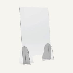 A clear acrylic sneeze screen with a hatch.