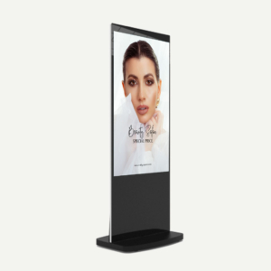 Freestanding Digital Advertising Screen in Black.