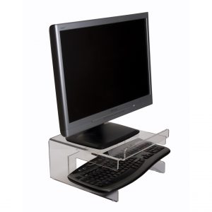 Clear Perspex Monitor Stand with Keyboard Tray