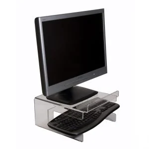 Clear Perspex Monitor Stand with Keyboard Tray