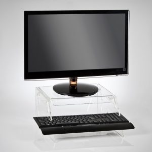Height Adjustable Monitor Stand With Keyboard Tray