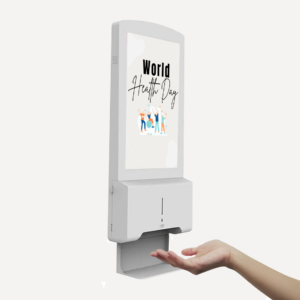 22" Portrait Digital Advertising Screen with Hand Sanitiser