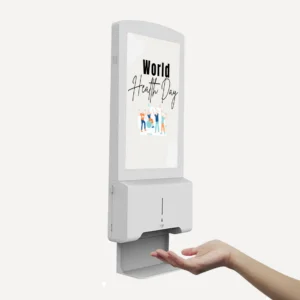 22" Portrait Digital Advertising Screen with Hand Sanitiser