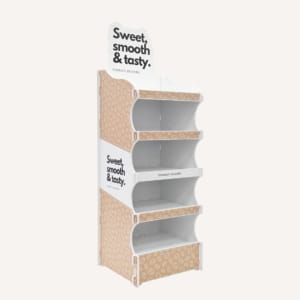 Branded White Flat Pack Floor Standing Shelving Unit With Custom Branded Header