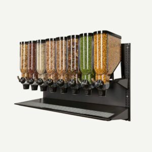 Wall mounted eight container refillery unit.