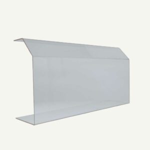 A clear acrylic food guard sneeze screen facing the front.