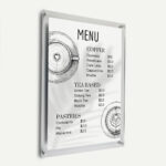 A silver metal frame featuring a menu.