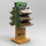 A freestanding custom dry food dispenser with different dried foods inside.