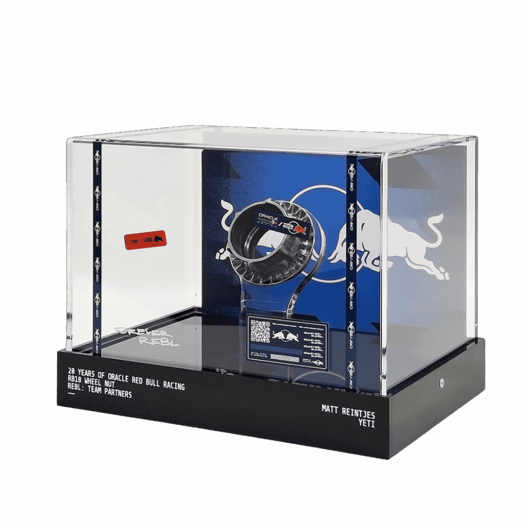 Red Bull Wheel Nut Branded Display Case.
