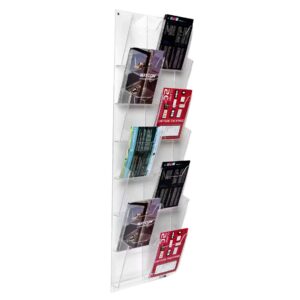 A wall mounted leaflet holder with brochures on display.