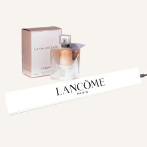 A thin triangular lightbox with "Lancôme" branding.