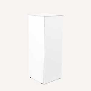 A white flat pack plinth.