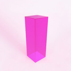 A fluorescent pink display plinth.