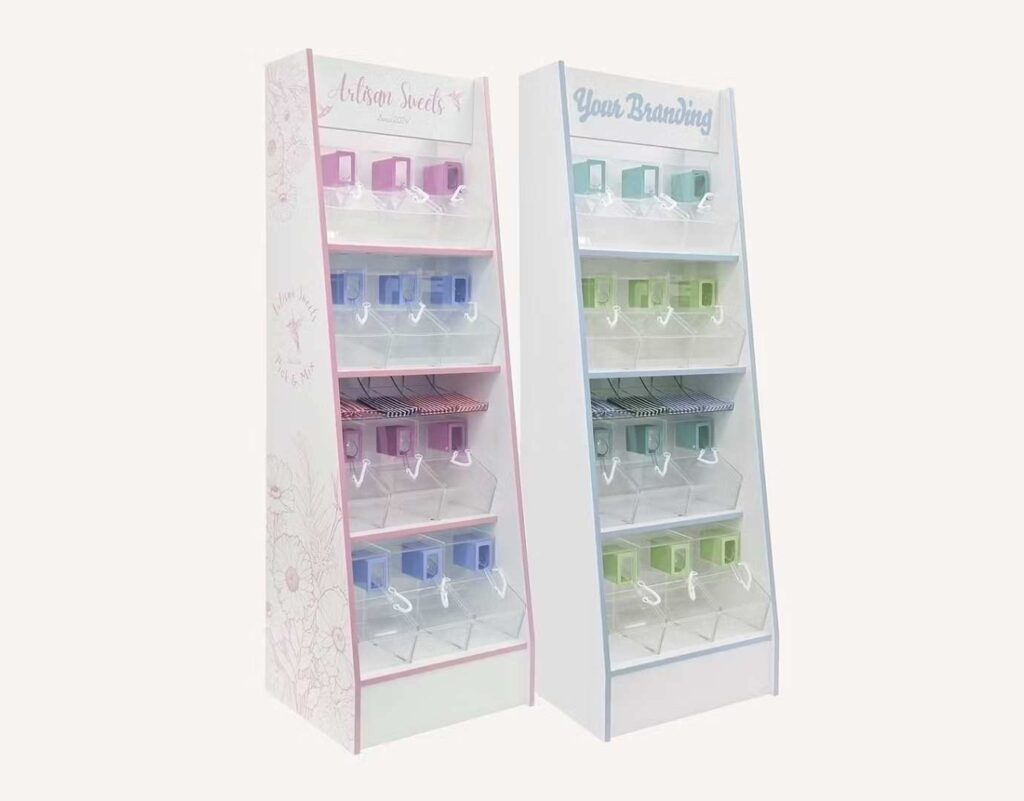 Two pick and mix display units with custom branding.