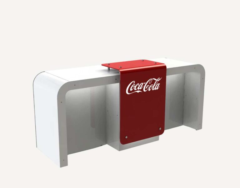 A portable coca cola branded desk counter.