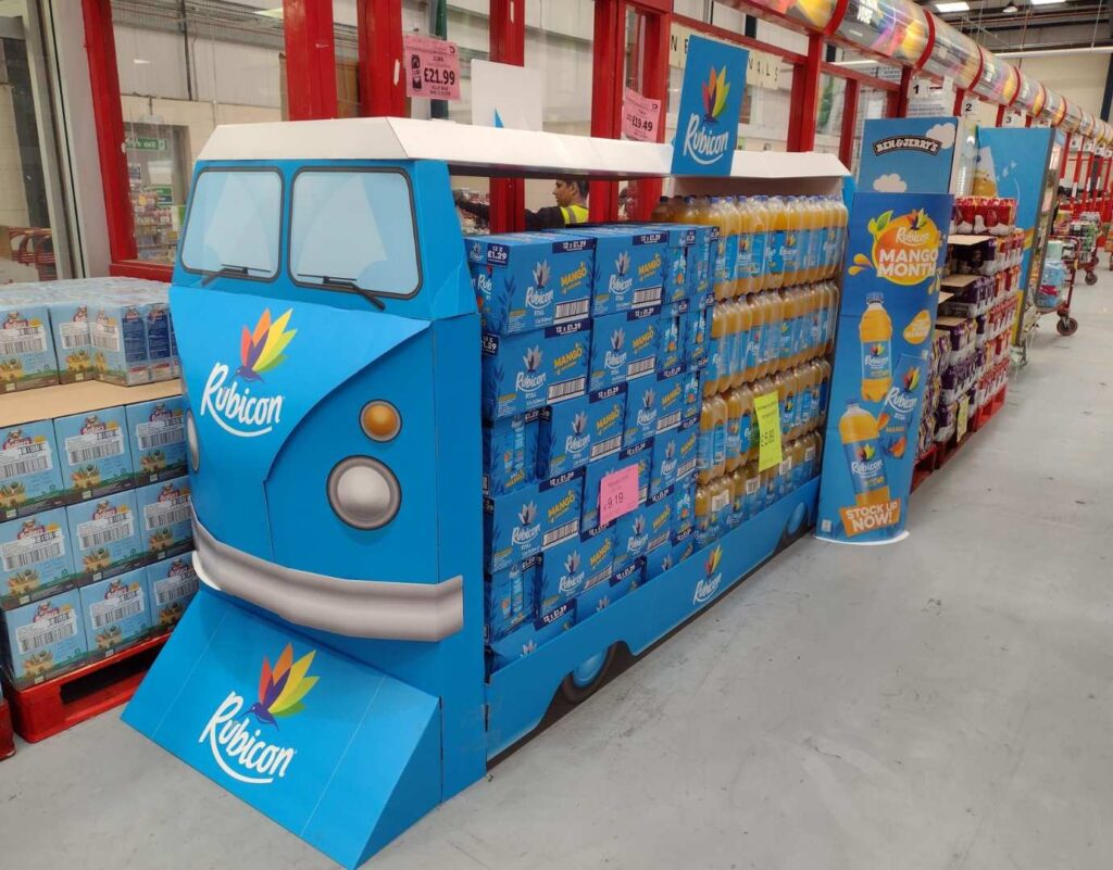 A Rubicon pos display made to look like a train or a campervan.
